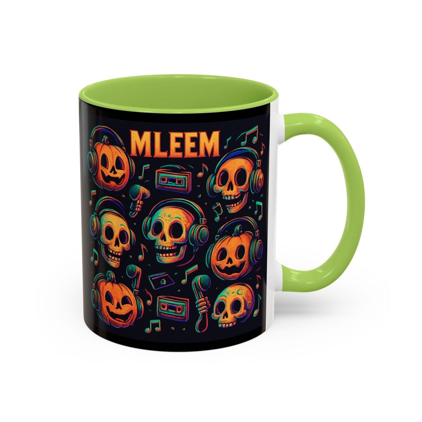 Halloween Skull Coffee Mug, Spooky Decor, Gift for Music Lovers, Pumpkin Head Mug, Halloween Party Favor