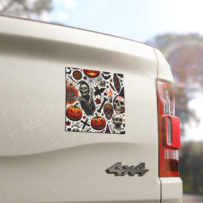 Halloween Car Magnets - Spooky Skull and Pumpkin Designs, Festive Auto Decor for Fall, Trick-or-Treat, Haunted House Parties