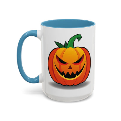 Halloween Pumpkin Accent Mug | Spooky Coffee Cup | Fall Decor | Pumpkin Art | Gift for Halloween Lovers, 11oz, 15oz