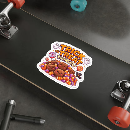 Fun Halloween Die-Cut Stickers - Trick or Treat Yourself, Cute Halloween Decor, Laptop Stickers, Party Favors, Festive Gifts