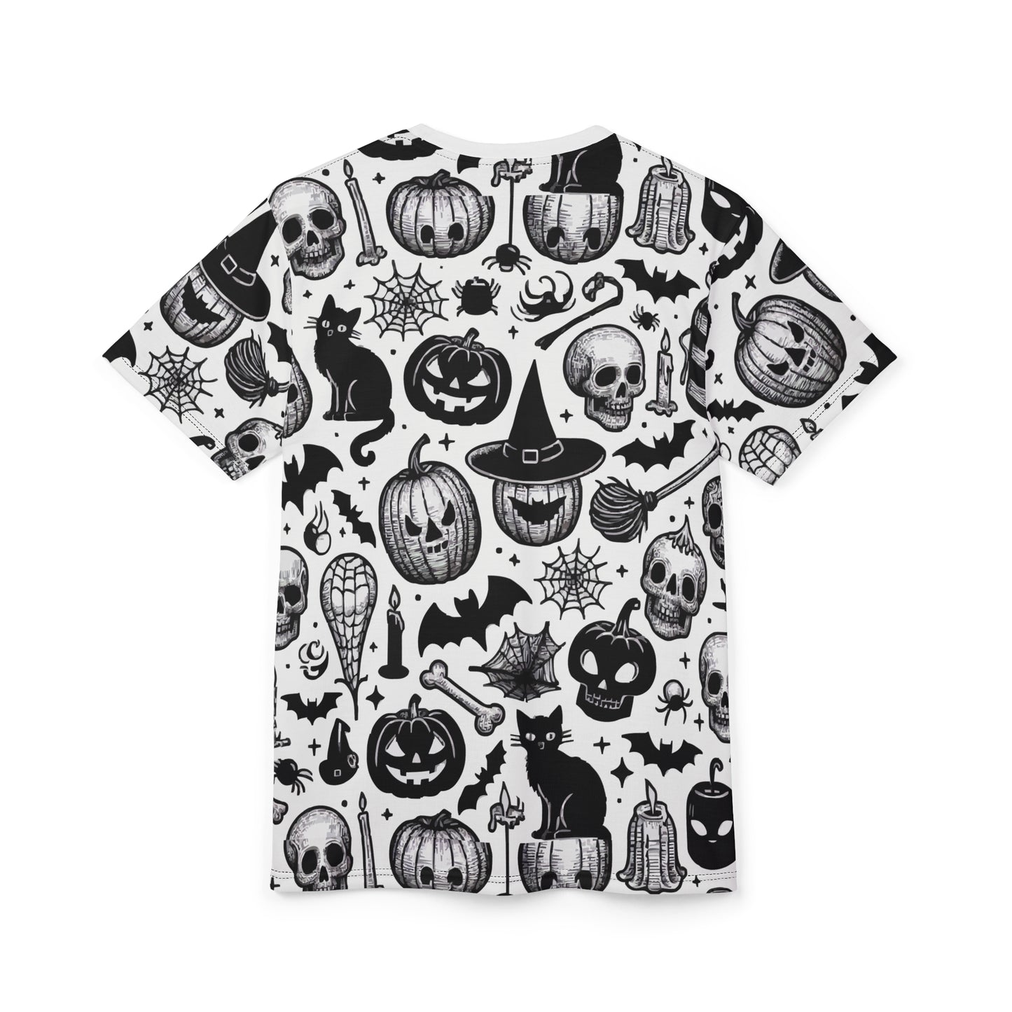 Spooky Skull & Pumpkin Unisex Tee, Halloween Shirt, Graphic Tee, Casual Wear, Goth Fashion, Unique Gift Idea