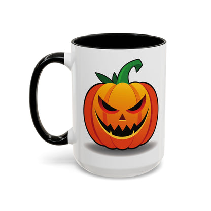 Halloween Pumpkin Accent Mug | Spooky Coffee Cup | Fall Decor | Pumpkin Art | Gift for Halloween Lovers, 11oz, 15oz