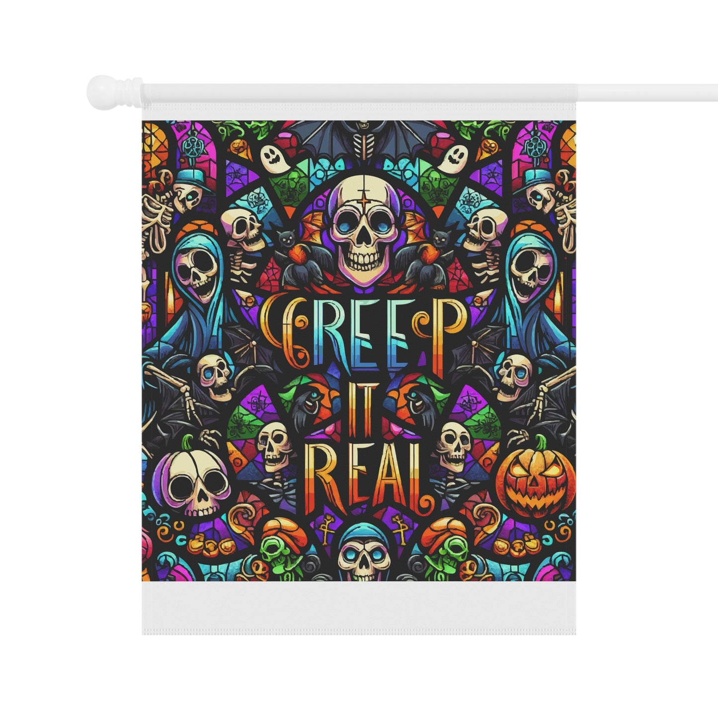 Spooky Garden Flag, Halloween Decor, Creepy Outdoor Banner, Skull Banner, Autumn Decorations, Yard Flag for Halloween