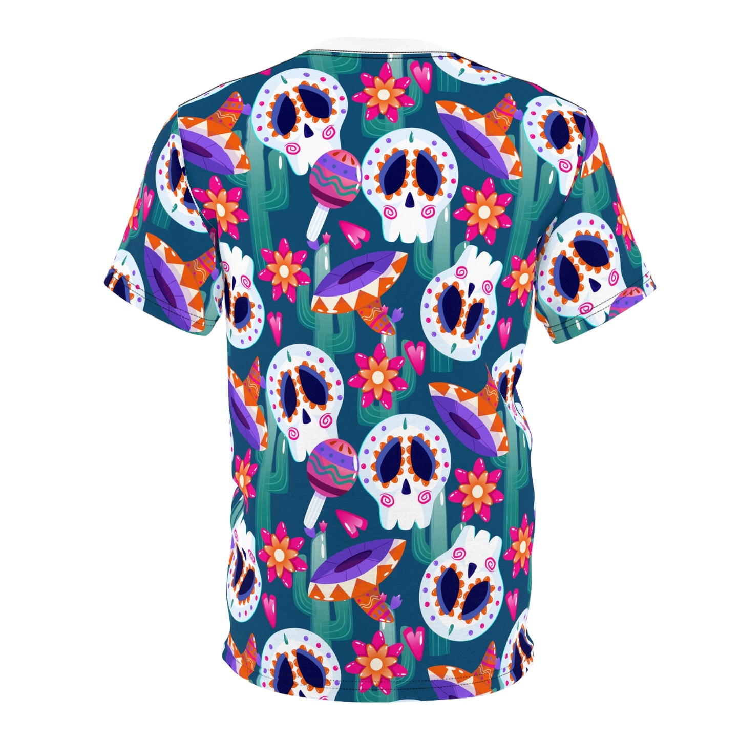 Colorful Skull Print Unisex Tee, Boho Shirt, Festival Wear, Day of the Dead Apparel, Edgy Fashion T-Shirt