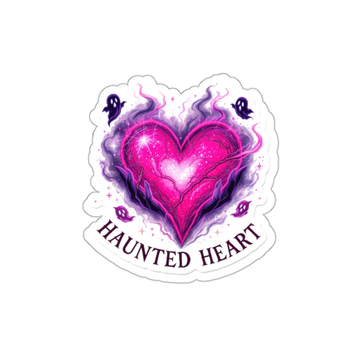 Haunted Heart Stickers - Die-Cut Vinyl Art, Cute Aesthetic Decor for Laptops, Water Bottles, Scrapbooking, Gift for Friends