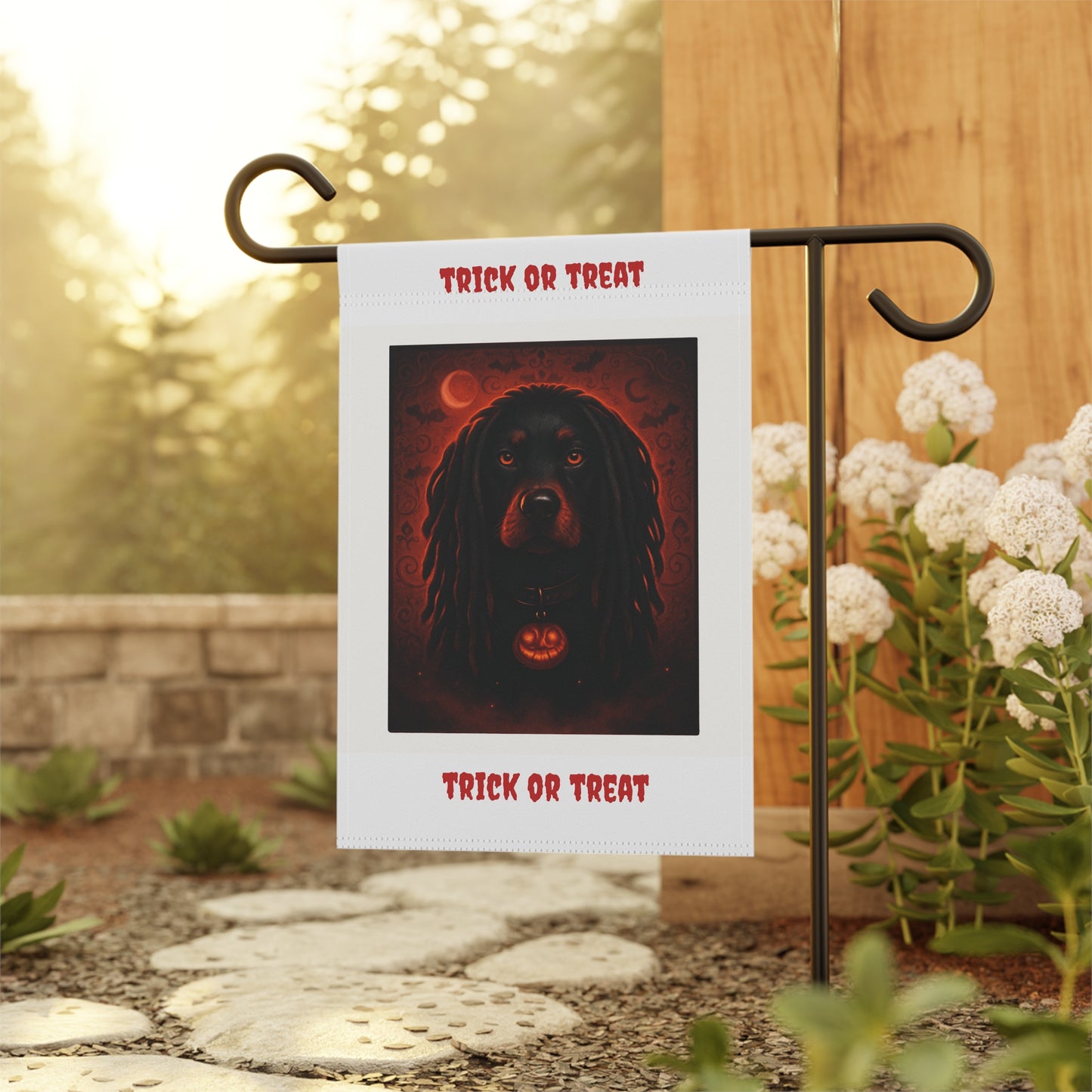Halloween Garden Banner, Trick or Treat Decor, Fall Seasonal Flag, Dog Lover Gift, Outdoor Home Decoration