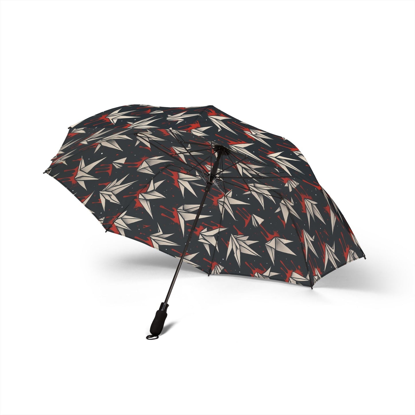 Stylish Semi-Automatic Umbrella with Crane Print | Travel, Rainy Days, Outdoor Events, Gifts, Fashion Accessories