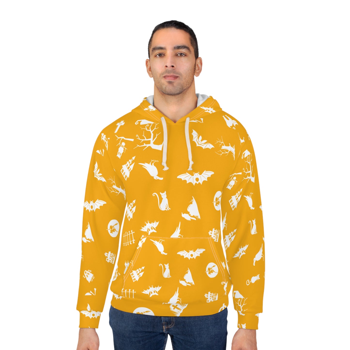 Halloween-Themed Unisex Pullover Hoodie, Cozy Fall Apparel, Spooky Fashion, Gift for Pumpkin Lovers, Autumn Wardrobe Essential