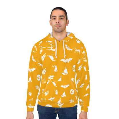 Halloween-Themed Unisex Pullover Hoodie, Cozy Fall Apparel, Spooky Fashion, Gift for Pumpkin Lovers, Autumn Wardrobe Essential