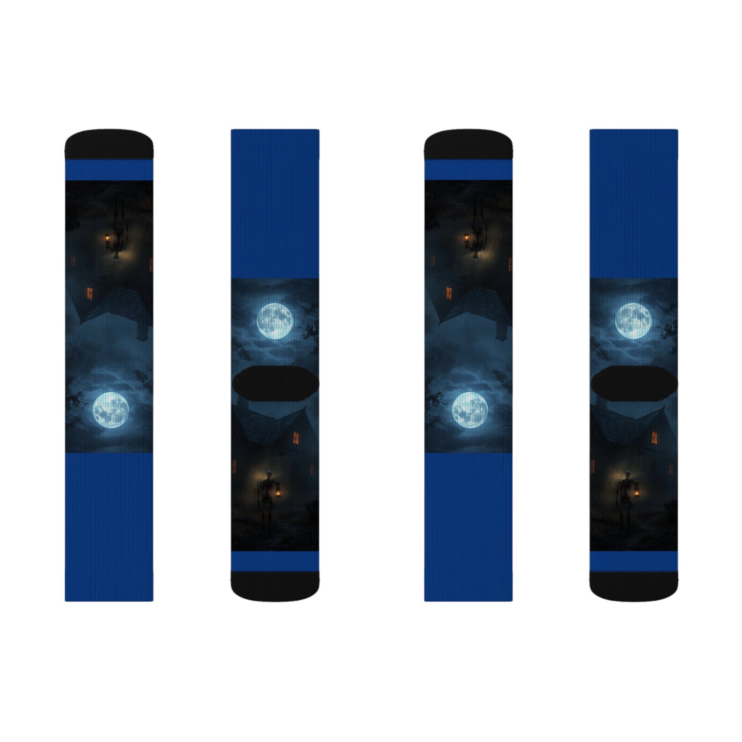 Moonlit Adventure Sublimation Socks | Cozy Footwear, Gift for Hikers, Unique Apparel, Casual Wear, Halloween Accessory