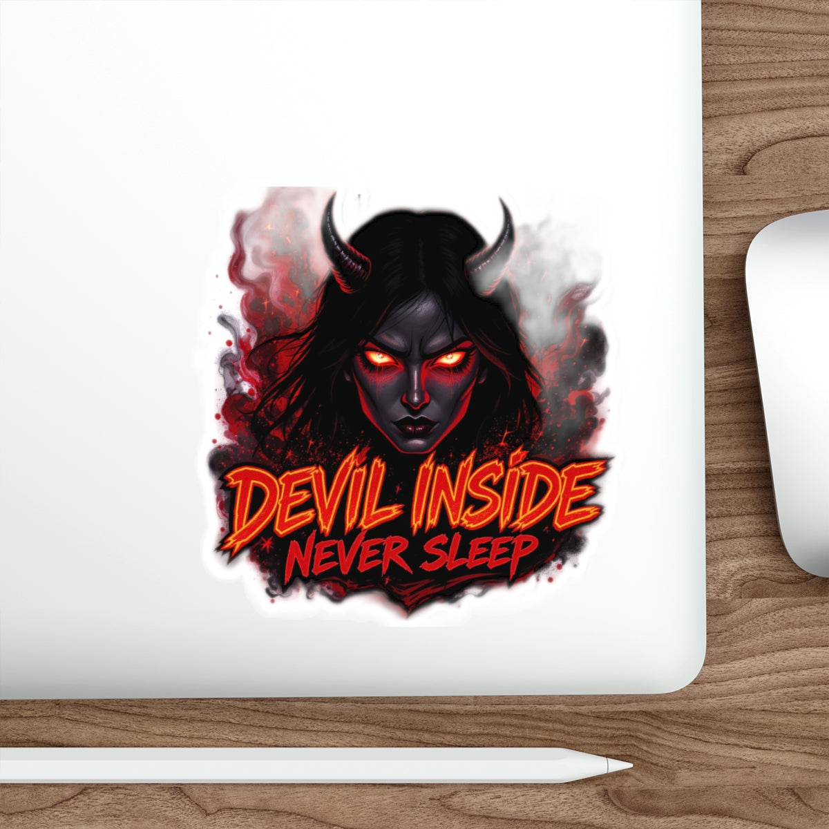 Devil Inside Die-Cut Stickers - Dark Aesthetic, Laptop Decals, Gothic Decor, Alternative Art, Halloween, Spooky Gifts