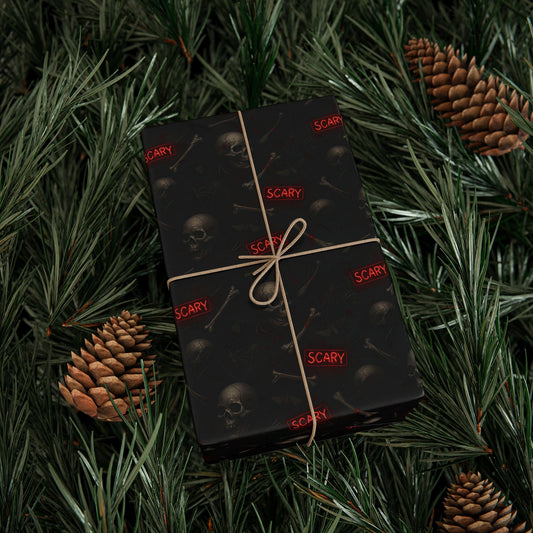 Spooky Halloween Wrapping Paper, Unique Gift Wrap for Halloween, Scary Black and Red Paper, Fun Decorative Wrap, Halloween Party Supplies
