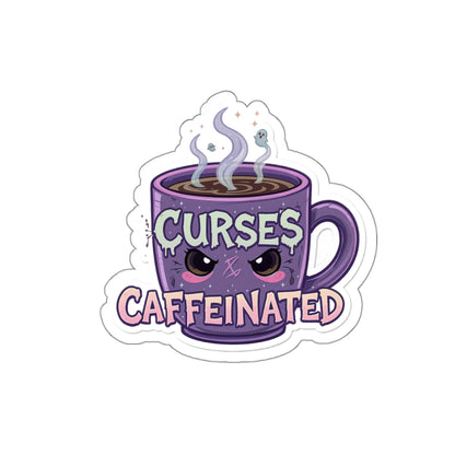 Caffeinated Curses Die-Cut Stickers, Funny Mug Stickers, Office Decor, Coffee Lover Gift, Laptop Stickers, Unique Art Stickers
