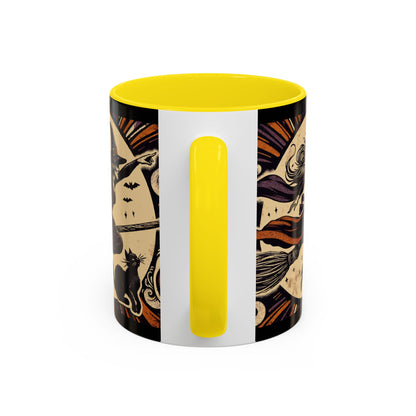 Halloween-Themed Accent Coffee Mug, Coffee Cup for Witch Lovers, Haunted Mug for Spooky Season, Unique Gift for Halloween, Witch Decor