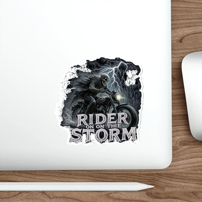 Rider on the Storm Die-Cut Stickers, Biker Decals, Motorcycle Stickers, Storm Aesthetic, Cool Laptop Decor