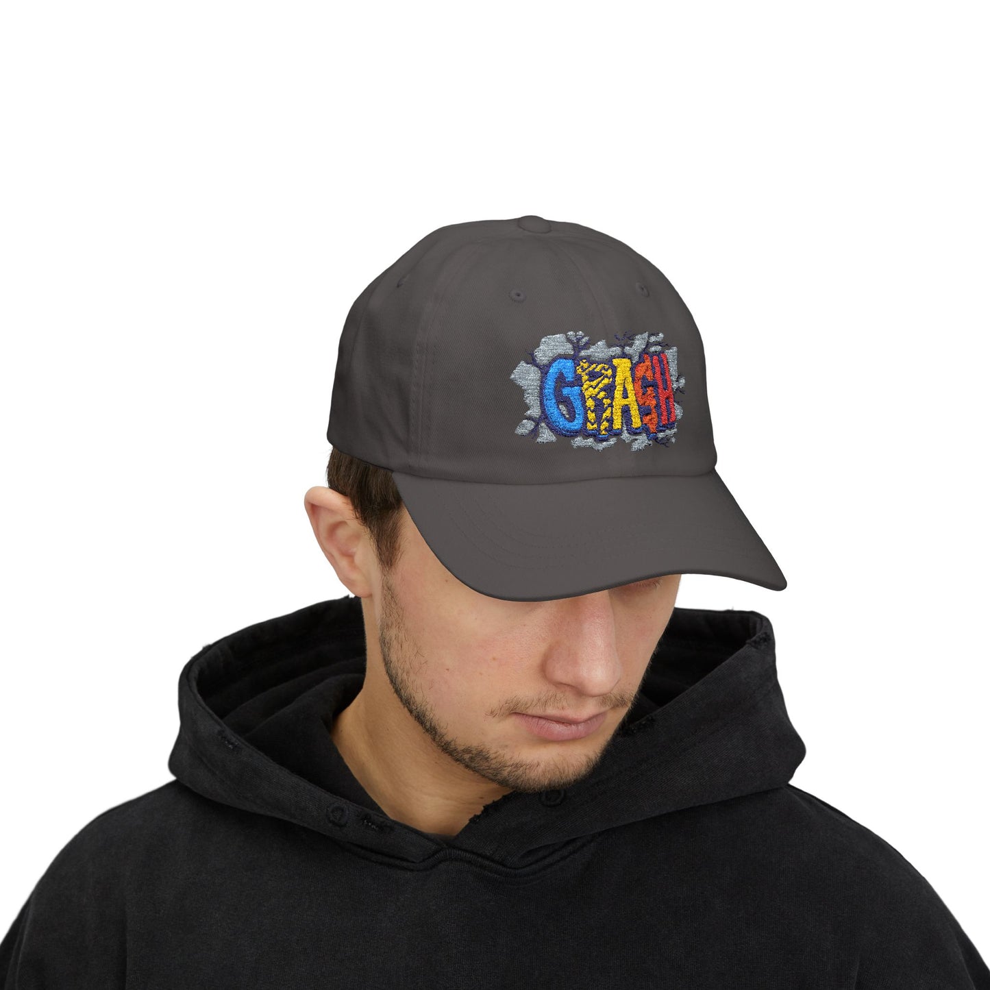 Classic Dad Cap with CRAASH! Design, Casual Hat for Dads, Funny Gift for Father's Day, Summer Accessory, Everyday Wear