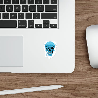 Cool Blue Skull Die-Cut Stickers, Edgy Stickers for Laptop, Car Decals, Halloween Party Decor, Gift for Teens