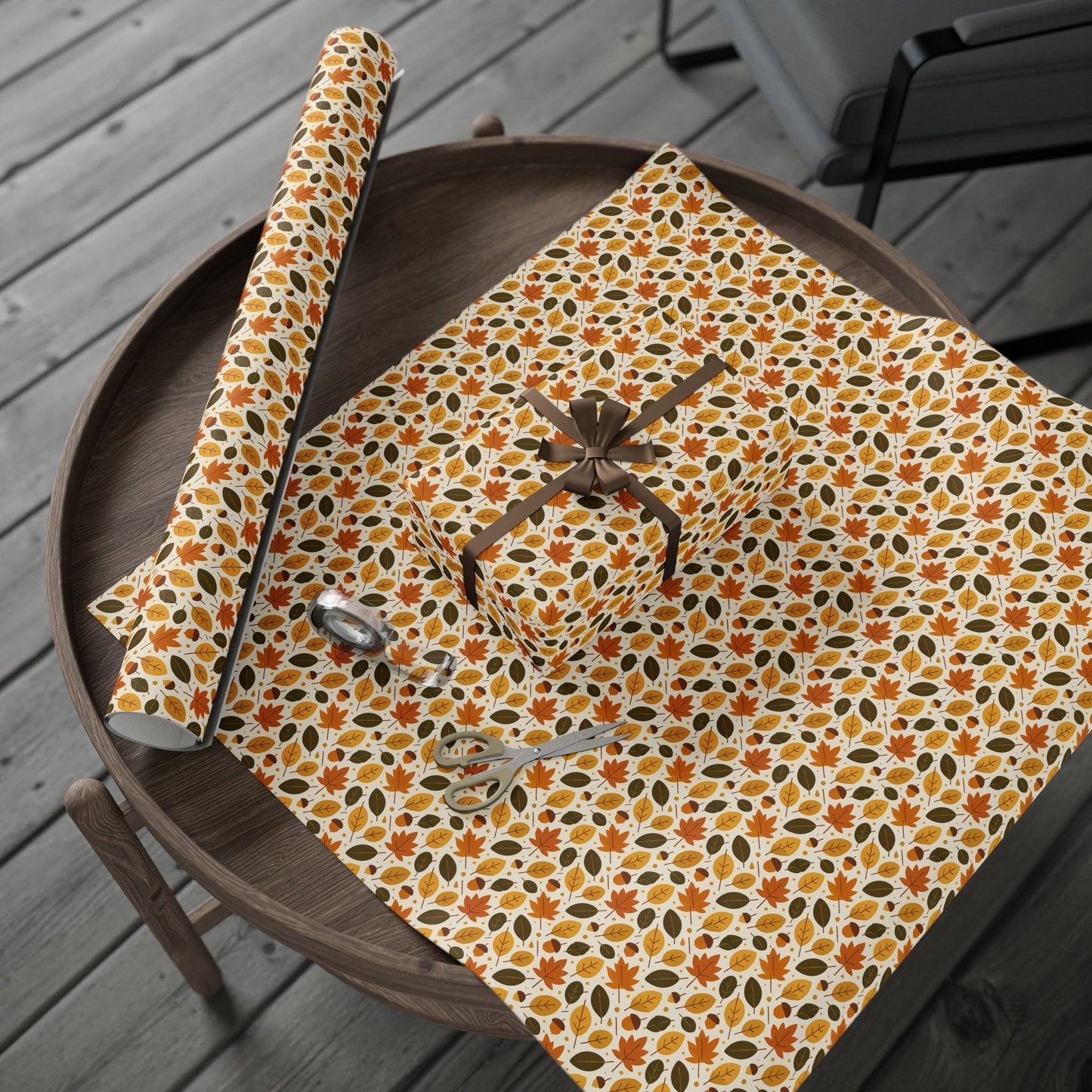Autumn-Themed Wrapping Paper, Fall Leaves Gift Wrap, Seasonal Gift Wrapping, Eco-Friendly Wrap, Thanksgiving Party Supplies