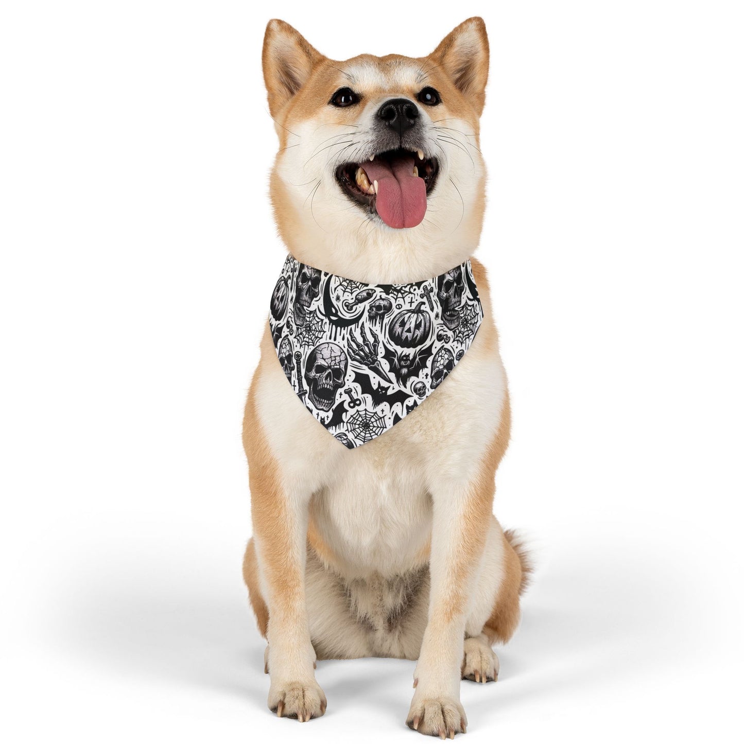 Pet Bandana Collar with Halloween Skull Design, Dog Accessory, Pet Costume, Spooky Outfit, Gift for Dog Lovers, Halloween Decor