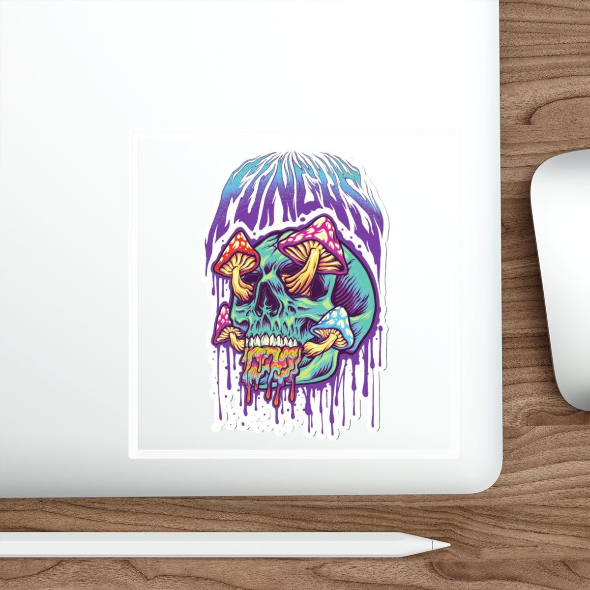 Vibrant Skull Mushroom Die-Cut Stickers | Psychedelic Art, Laptop Decor, Gift for Artists, Festival Essentials, Cool Stickers