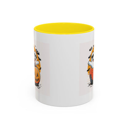 Halloween Ghost Car Coffee Mug, Spooky Mug for Fall, Pumpkin Spice Coffee Cup, Halloween Theme Drinkware, Funny Ghost Mug