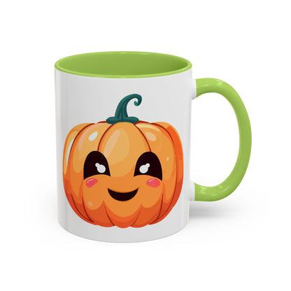 Cute Pumpkin Accent Coffee Mug for Fall, Halloween Decor, Gift for Coffee Lovers, Autumn Kitchenware, Seasonal Drinkware
