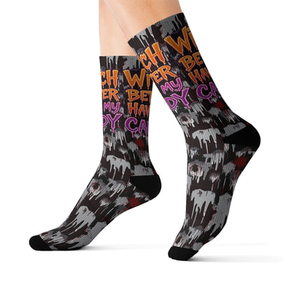 Sublimation Socks - Spooky Ghost Design, Perfect for Halloween, Unique Gift for Friends, Fun Novelty Wear, Cozy Home Accessories