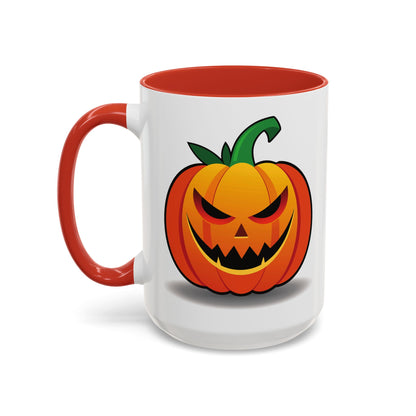 Halloween Pumpkin Accent Mug | Spooky Coffee Cup | Fall Decor | Pumpkin Art | Gift for Halloween Lovers, 11oz, 15oz