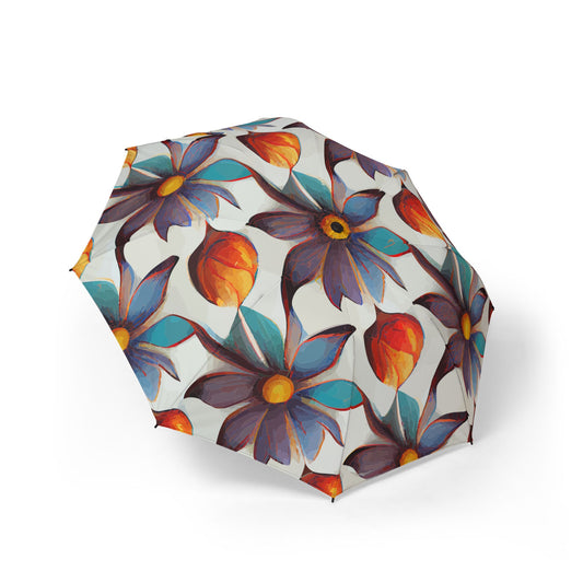 Floral Pattern Semi-Automatic Foldable Umbrella | Stylish Rain Gear, Elegant Gift, Travel-friendly, Lightweight, Chic Outdoor Accessory