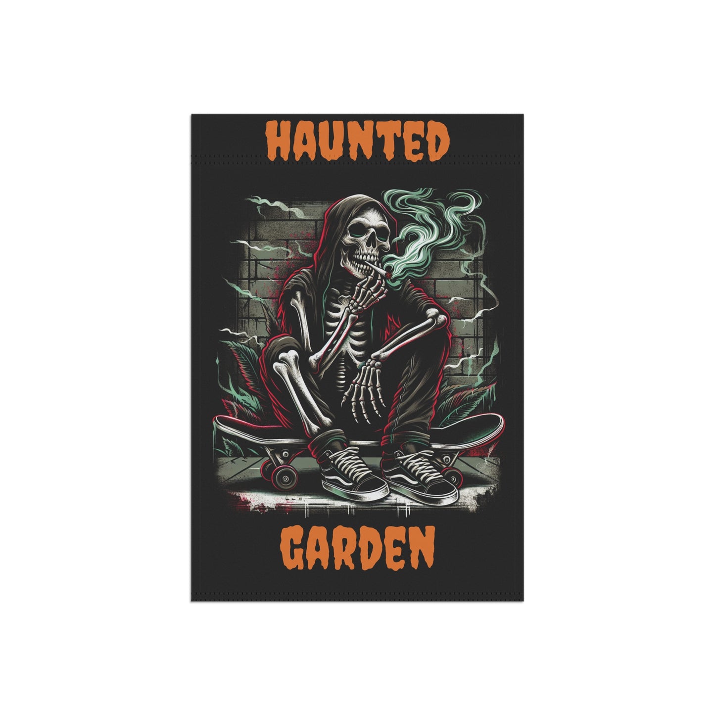 Haunted Garden Banner, Spooky Outdoor Decor, Halloween Garden Flag, Gothic Home Decor, Creepy Garden Sign, Skull Themed Decoration