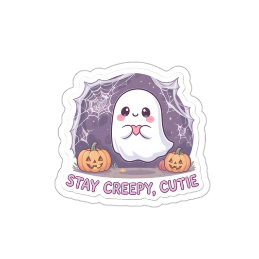 Cute Halloween Ghost Die-Cut Stickers, Stay Creepy Cutie, Laptop Decals, Holiday Decorations, Gift for Spooky Season