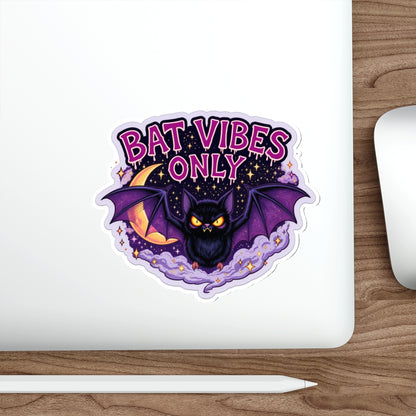 Bat Vibes Only Stickers, Cute Bat Decor, Halloween Stickers, Laptop Décor, Spooky Aesthetic, Gothic Accessories