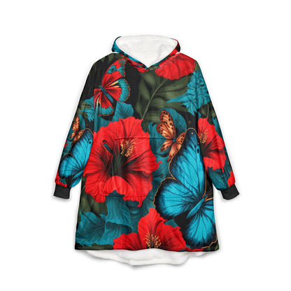 Vibrant Floral Unisex Hooded Blanket