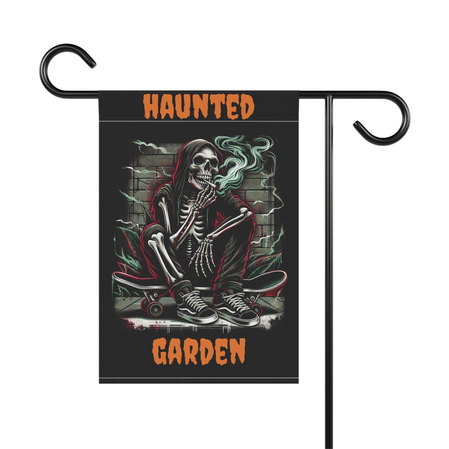 Haunted Garden Banner, Spooky Outdoor Decor, Halloween Garden Flag, Gothic Home Decor, Creepy Garden Sign, Skull Themed Decoration