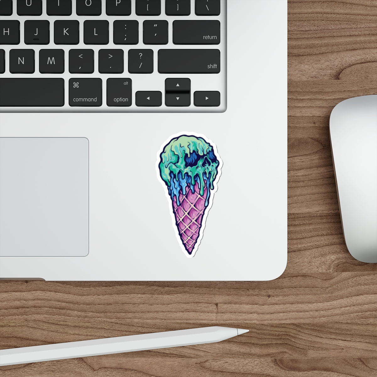 Skull Ice Cream Die-Cut Stickers, Unique Laptop Stickers, Fun Wall Decals, Cool Gift for Teens, Halloween Decor, Edgy Accessories