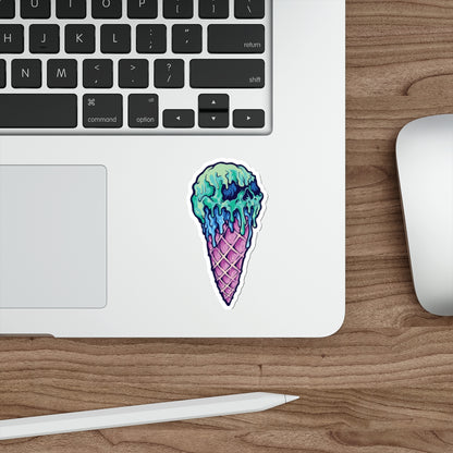 Skull Ice Cream Die-Cut Stickers, Unique Laptop Stickers, Fun Wall Decals, Cool Gift for Teens, Halloween Decor, Edgy Accessories