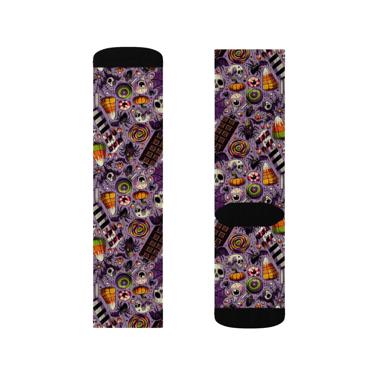 Halloween Themed Sublimation Socks, Cozy Novelty Crew Socks, Fun Gift for Halloween, Unique Patterned Socks for Fall, Spooky Accessories
