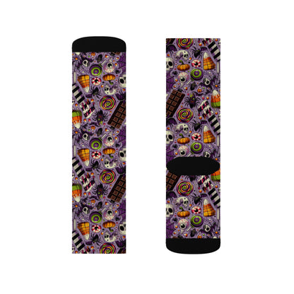 Halloween Themed Sublimation Socks, Cozy Novelty Crew Socks, Fun Gift for Halloween, Unique Patterned Socks for Fall, Spooky Accessories