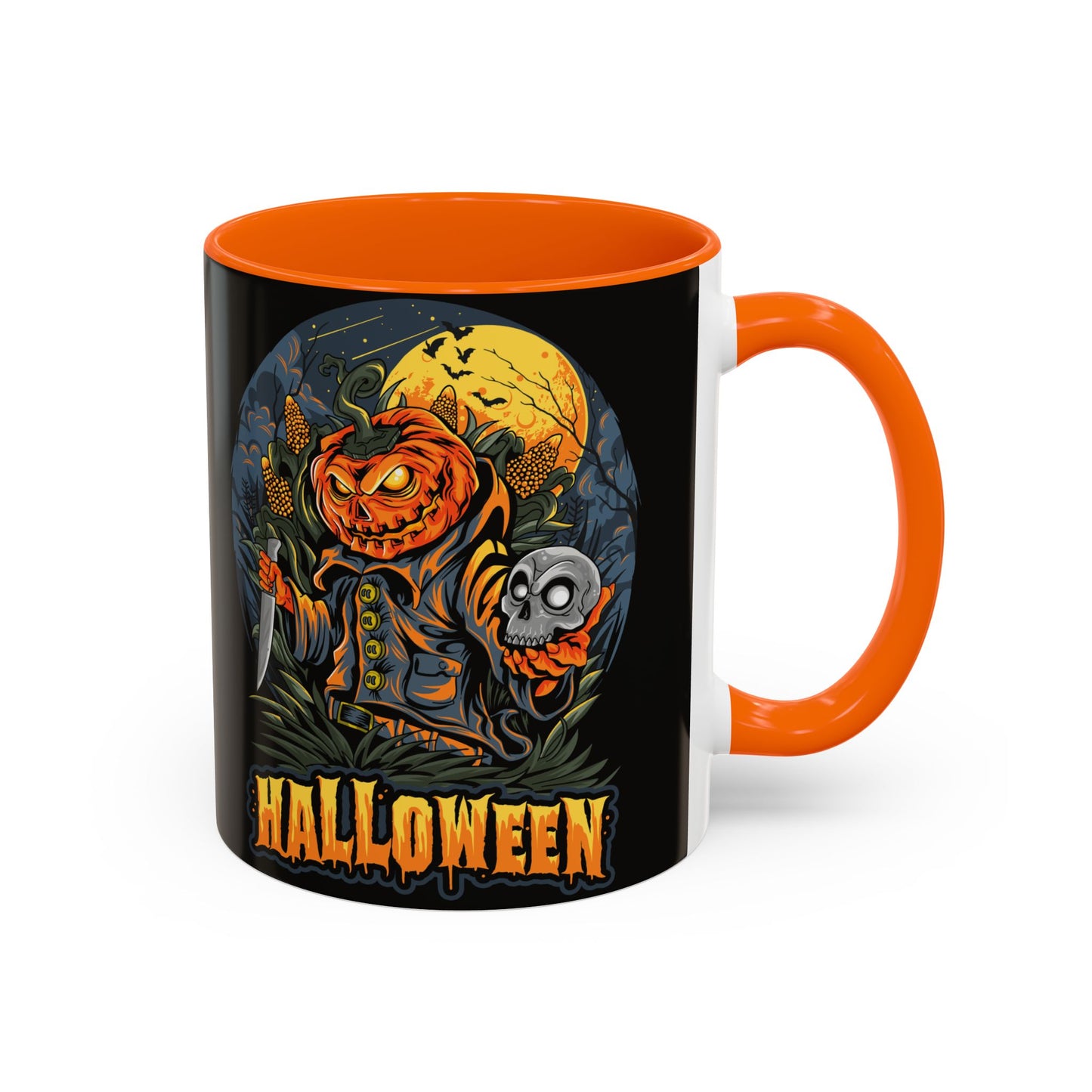 Halloween Pumpkin Coffee Mug, Spooky Mug, Fall Decor, Gift for Halloween Lovers, Black Mug, 11oz or 15oz