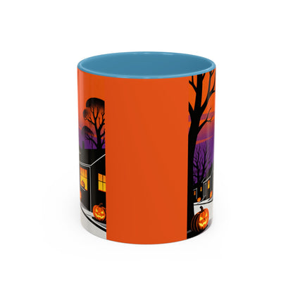 Halloween-Themed Accent Coffee Mug, Spooky Autumn Decor, Pumpkin Coffee Cup, Fall Gift, October Celebration