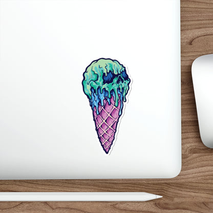 Skull Ice Cream Die-Cut Stickers, Unique Laptop Stickers, Fun Wall Decals, Cool Gift for Teens, Halloween Decor, Edgy Accessories