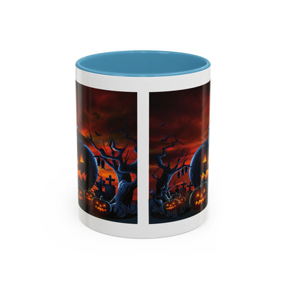 Halloween Pumpkin Accent Mug, Spooky Coffee Cup, Fall Decor, Trick or Treat Gift, Dark Themed Drinkware, Halloween 2023,