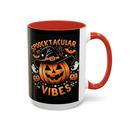 Halloween Accent Coffee Mug - Spooktacular Vibes, Fall Home Decor, Pumpkin Lovers Gift, Trick or Treat Mug, Spooky Season Drinkware