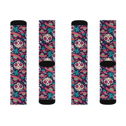 Colorful Day of the Dead Socks, Fun Patterned Socks for Halloween, Gift for Her, Unique Fashion Socks, Cozy Everyday Wear