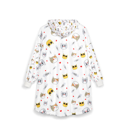 Cozy Unisex Hooded Blanket with Whimsical Animal Print