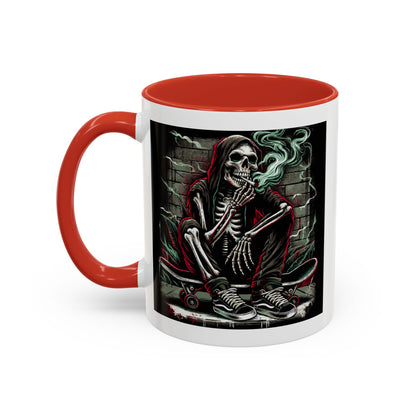 Gothic Skeleton Coffee Mug - Perfect for Halloween Decor, Gift for Skaters, Unique Drinkware, Spooky Vibe, 11 & 15oz Options