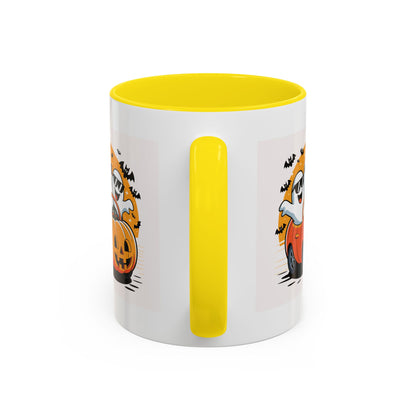 Halloween Ghost Car Coffee Mug, Spooky Mug for Fall, Pumpkin Spice Coffee Cup, Halloween Theme Drinkware, Funny Ghost Mug