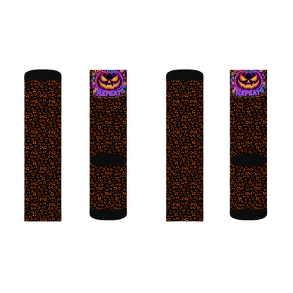 Halloween Themed Sublimation Socks, Custom Graphic Socks, Fun Holiday Gift, Trick or Treat Socks, Cozy Autumn Accessories
