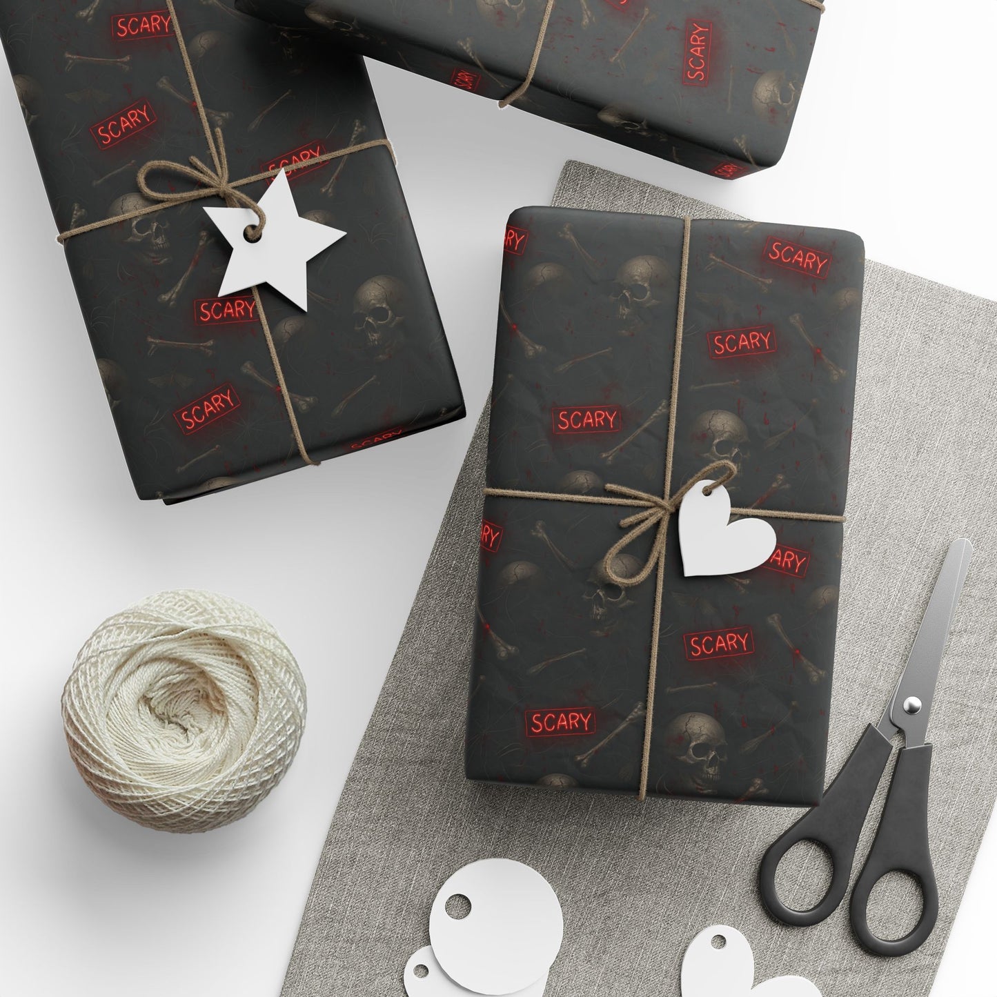 Spooky Halloween Wrapping Paper, Unique Gift Wrap for Halloween, Scary Black and Red Paper, Fun Decorative Wrap, Halloween Party Supplies