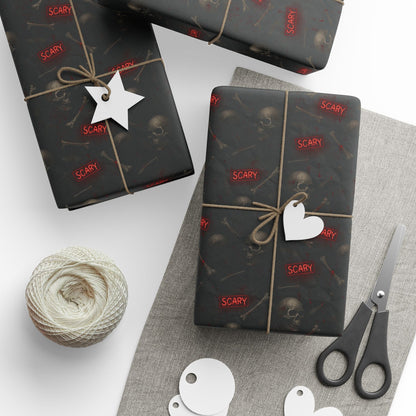 Spooky Halloween Wrapping Paper, Unique Gift Wrap for Halloween, Scary Black and Red Paper, Fun Decorative Wrap, Halloween Party Supplies